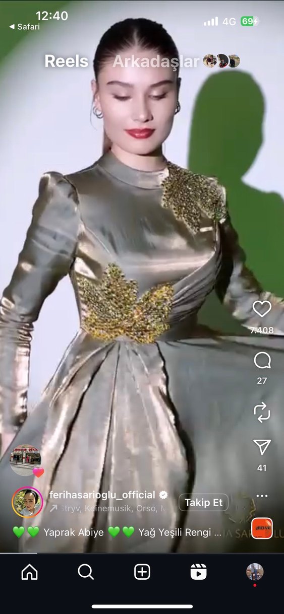 Taşlı Drapeli Uzun Kollu Kadın Abiye Elbise - Görsel 5