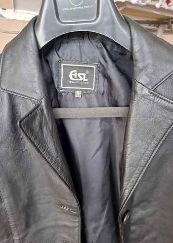 Gri Kadın Deri Ceket Notched Yaka