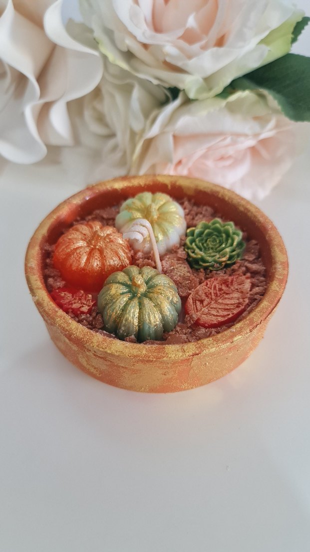 Renkli Mini Balkabağı Mum - Görsel 2