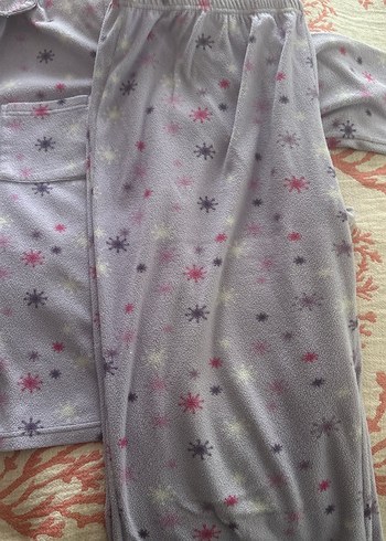 Uzun Kollu Mor Desenli Rahat Polar Pijama - Görsel 2