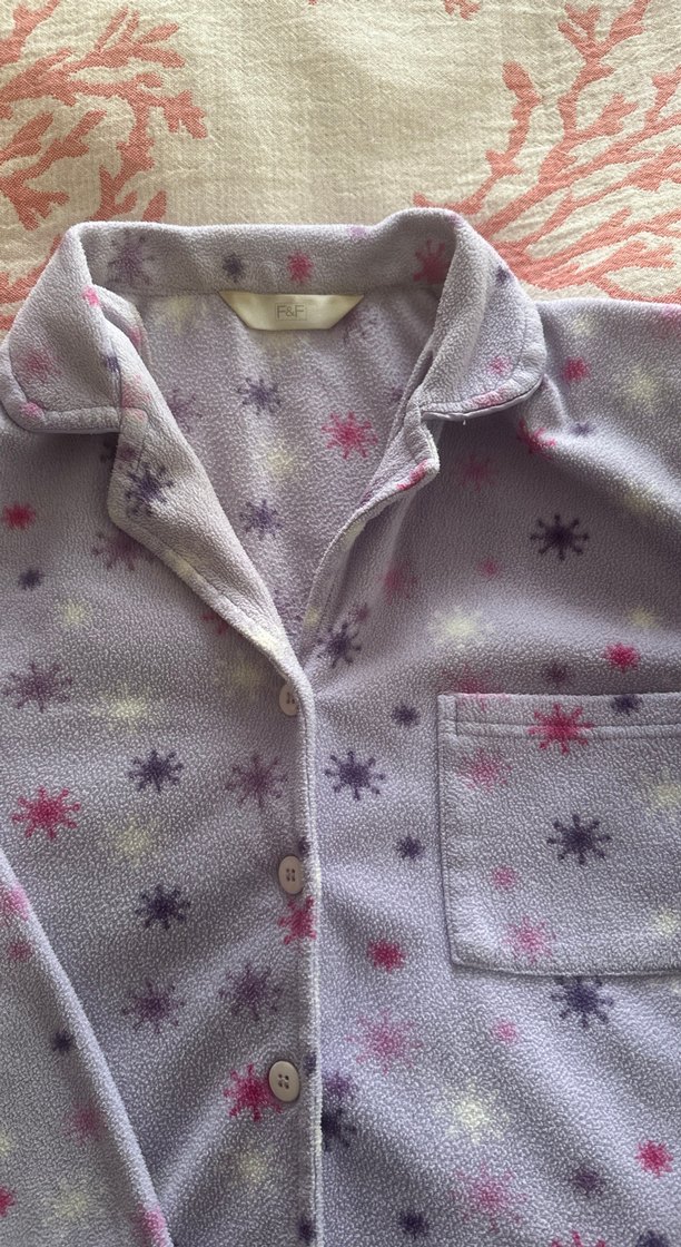 Uzun Kollu Mor Desenli Rahat Polar Pijama - Görsel 3