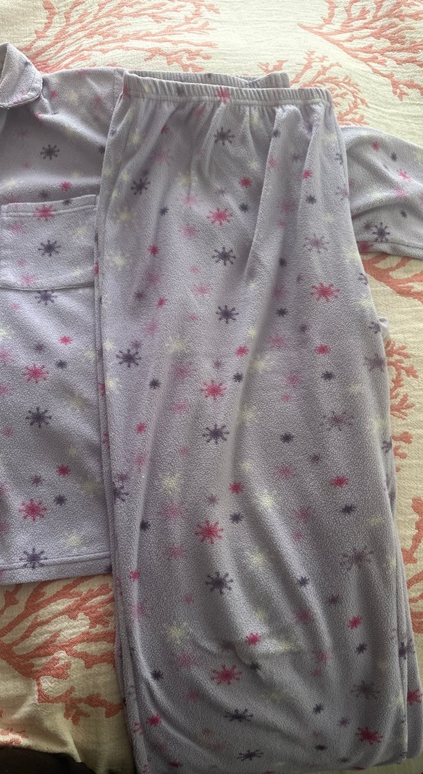 Uzun Kollu Mor Desenli Rahat Polar Pijama - Görsel 2