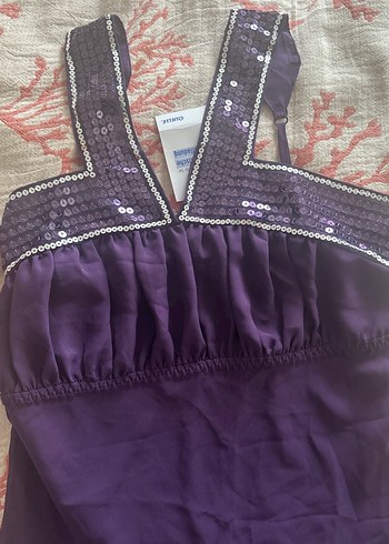 Parlak Mor Drapeli Gecelik - Görsel 2