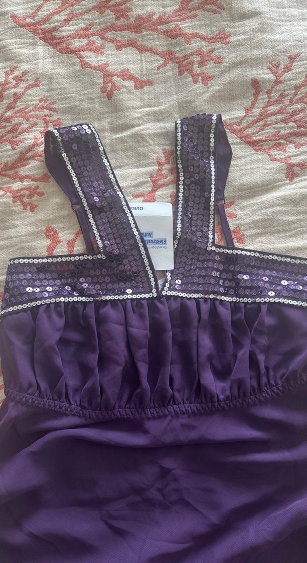 Parlak Mor Drapeli Gecelik - Görsel 4