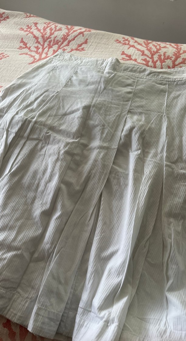 Düğmeli Beyaz Midi Keten Etek - Görsel 4