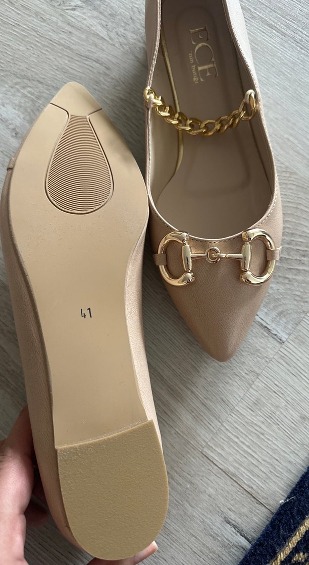 Bej Zincir Detaylı Modern Klasik Kadın Babet - Görsel 3