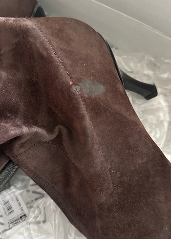 Kahverengi Süet Nakışlı Topuklu Çizme - Görsel 5