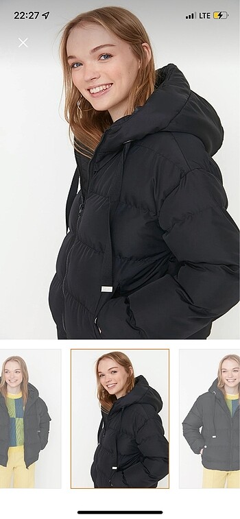 Bershka Siyah oversize şişme kapüşonlu mont