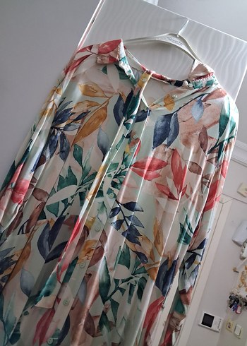 Bohem Çok Renkli Uzun Pilili Kadın Elbise - Görsel 3