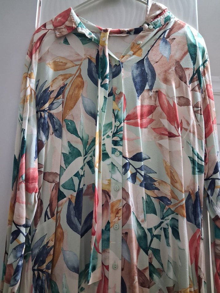 Bohem Çok Renkli Uzun Pilili Kadın Elbise - Görsel 2