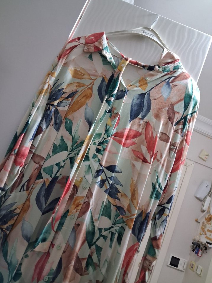 Bohem Çok Renkli Uzun Pilili Kadın Elbise - Görsel 3