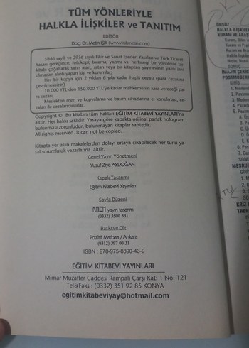 Tüm Yönleriyle Halkla İlişkiler ve Tanıtım Kitabı metin ışık - Görsel 3