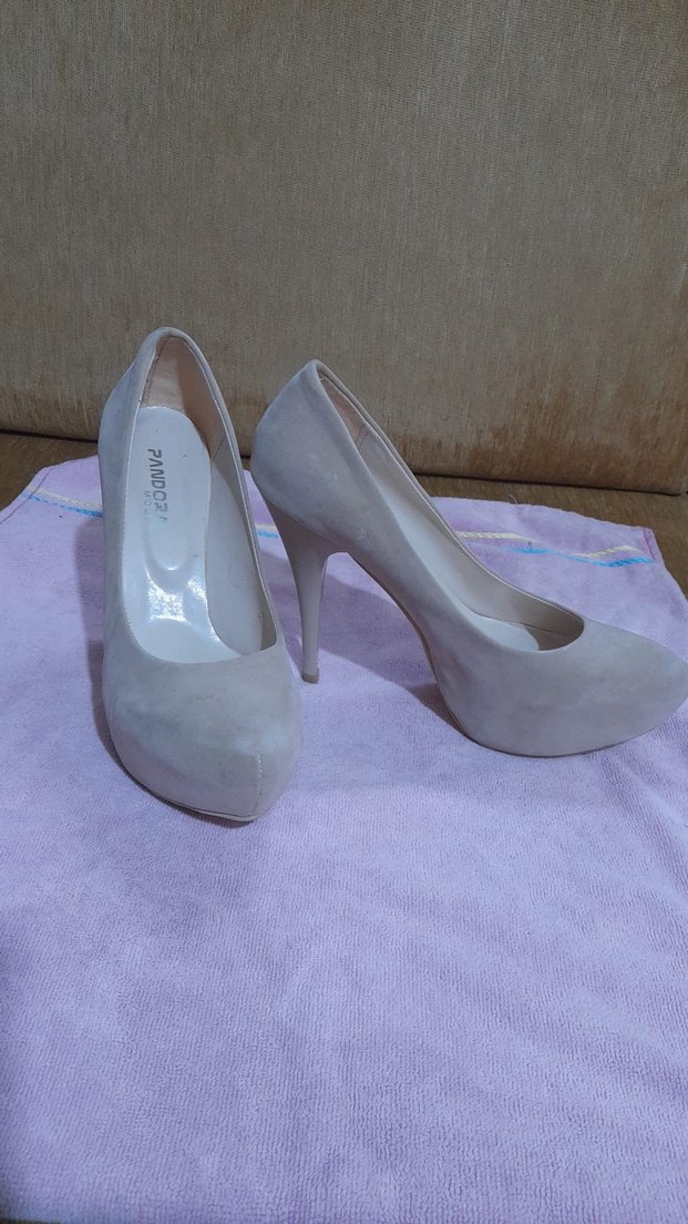 Bej Süet Stiletto Topuklu Kadın Ayakkabı - Görsel 2