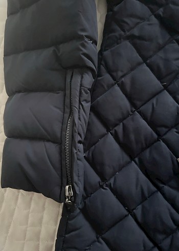 Kadın Lacivert kaz tüyü şişme kapşonlu su tutmaz  Kışlık Mont - Görsel 2