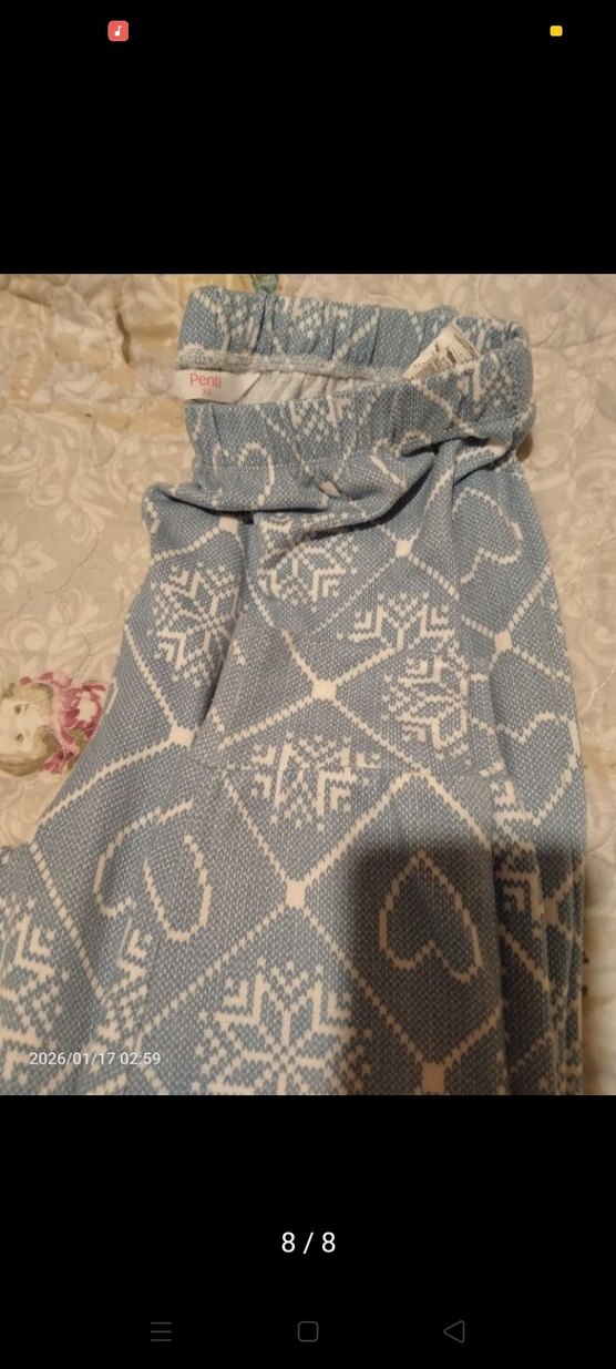 Nakışlı Mavi Gri Örgü Çocuk Battaniyesi - Görsel 4