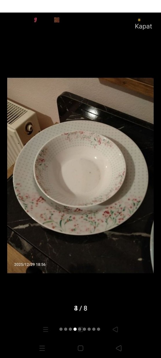 Çiçek Desenli Beyaz Yemek Takımı - Görsel 3