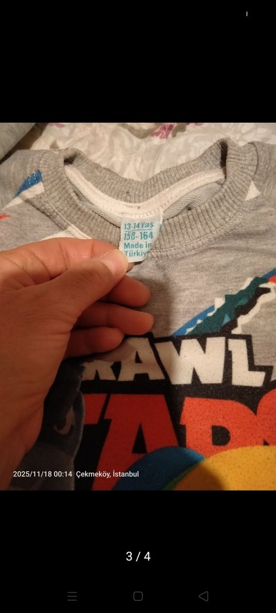 Baskılı Gri Erkek Çocuk Sweatshirt - Görsel 3