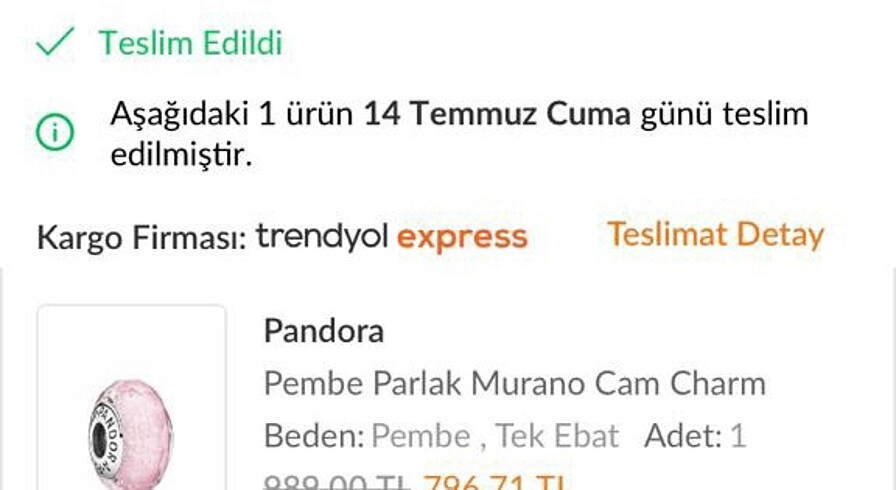 Pandora Pandora pembe parlak murano cam charm