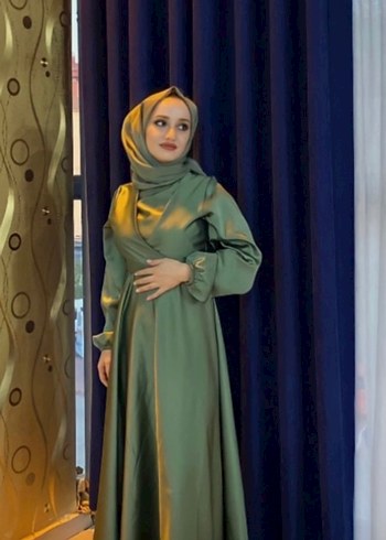 YEŞİL SATEN ABİYE