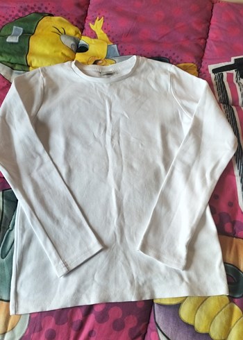 Kız Çocuk Beyaz Pamuklu Uzun Kollu Tişört - Görsel 2