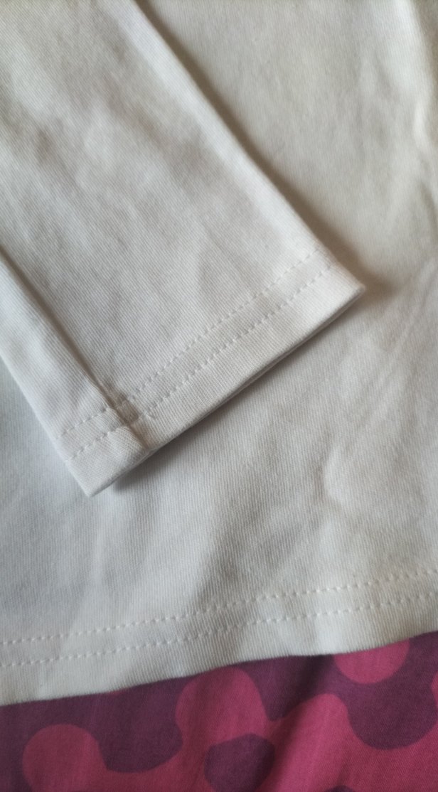 Kız Çocuk Beyaz Pamuklu Uzun Kollu Tişört - Görsel 4