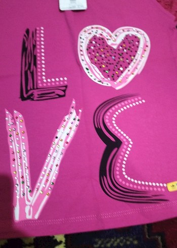 Kız Çocuk Pembe Dantel Detaylı Tişört - Görsel 2