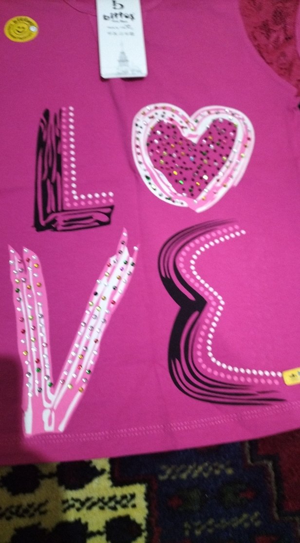 Kız Çocuk Pembe Dantel Detaylı Tişört - Görsel 2