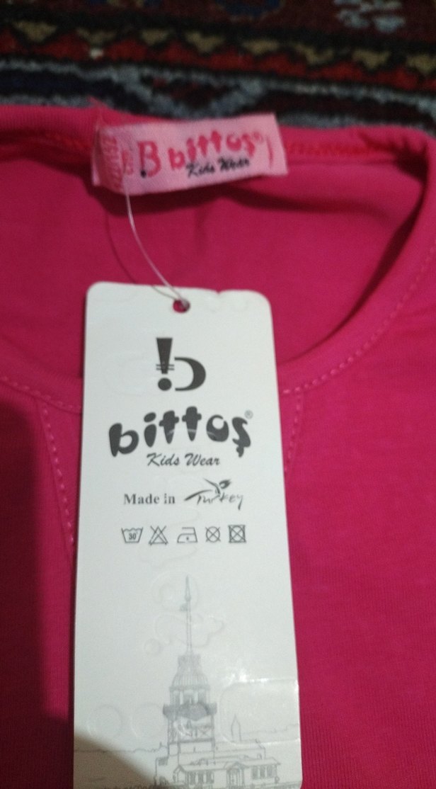 Kız Çocuk Pembe Dantel Detaylı Tişört - Görsel 4