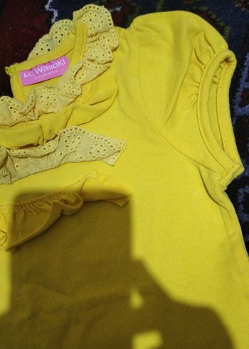 Kız Çocuk Sarı Fırfırlı Tişört - Görsel 5