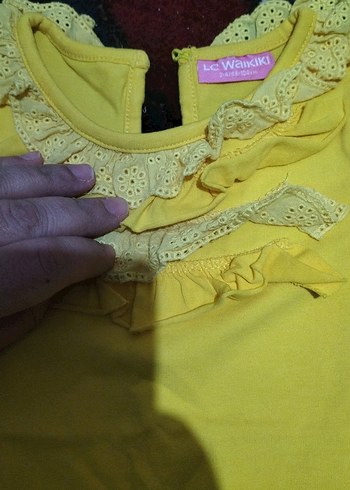 Kız Çocuk Sarı Fırfırlı Tişört - Görsel 6