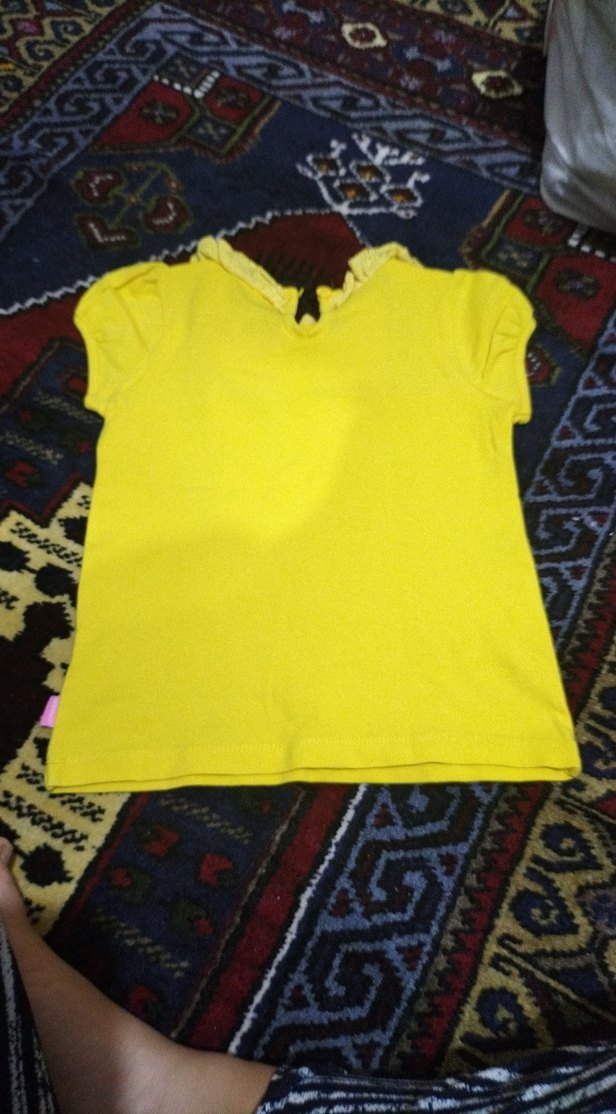 Kız Çocuk Sarı Fırfırlı Tişört - Görsel 4