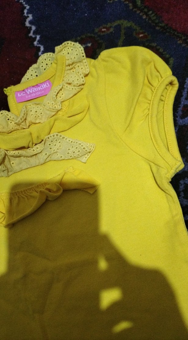 Kız Çocuk Sarı Fırfırlı Tişört - Görsel 5