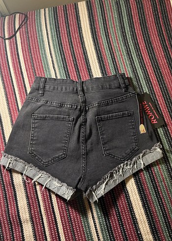 Gri Mini Kot Şort - Görsel 2