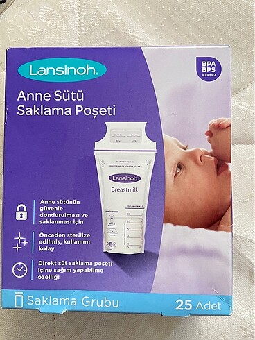 Lansinoh anne sütü saklama poşeti