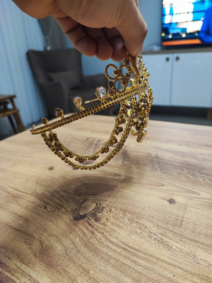 Altın Renkli Parlak Taşlı KINA Tacı - Görsel 2