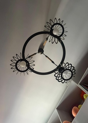 Ikea Siyah Metal Üçlü Tavan Lambası