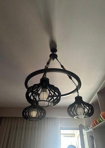 Siyah Metal Üçlü Tavan Lambası