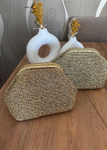  Beden altın Renk Altın Rengi Örgü Kadın Clutch Çanta