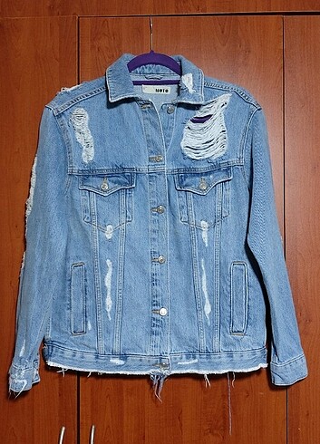 xs Beden mavi Renk TOPSHOP Oversize yırtık tarz kot ceket