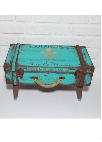 AHŞAP VINTAGE DEKORATİF AYAKLI BAVUL
