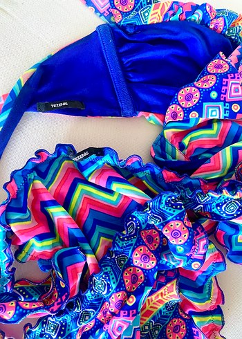 s Beden TEZENİS Çift taraflı kullanımlı Renkli Desenli Kadın Bikini