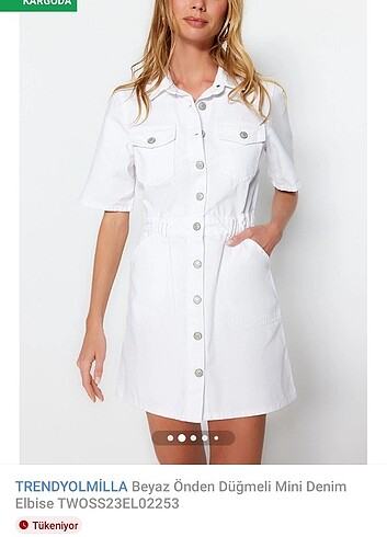 Trendyol & Milla Beyaz düğmeli kot elbise