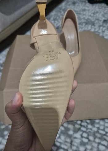 Bej rugan Deri Stiletto Kadın Ayakkabı - Görsel 4