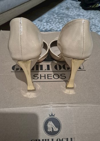 Bej rugan Deri Stiletto Kadın Ayakkabı - Görsel 3