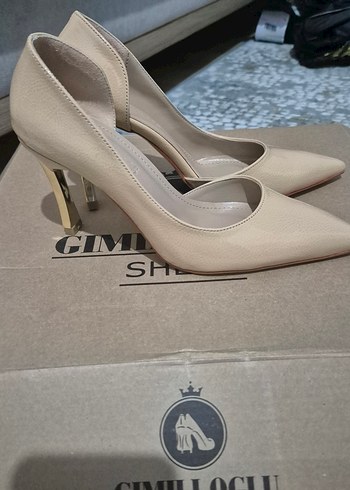 Bej rugan Deri Stiletto Kadın Ayakkabı - Görsel 2