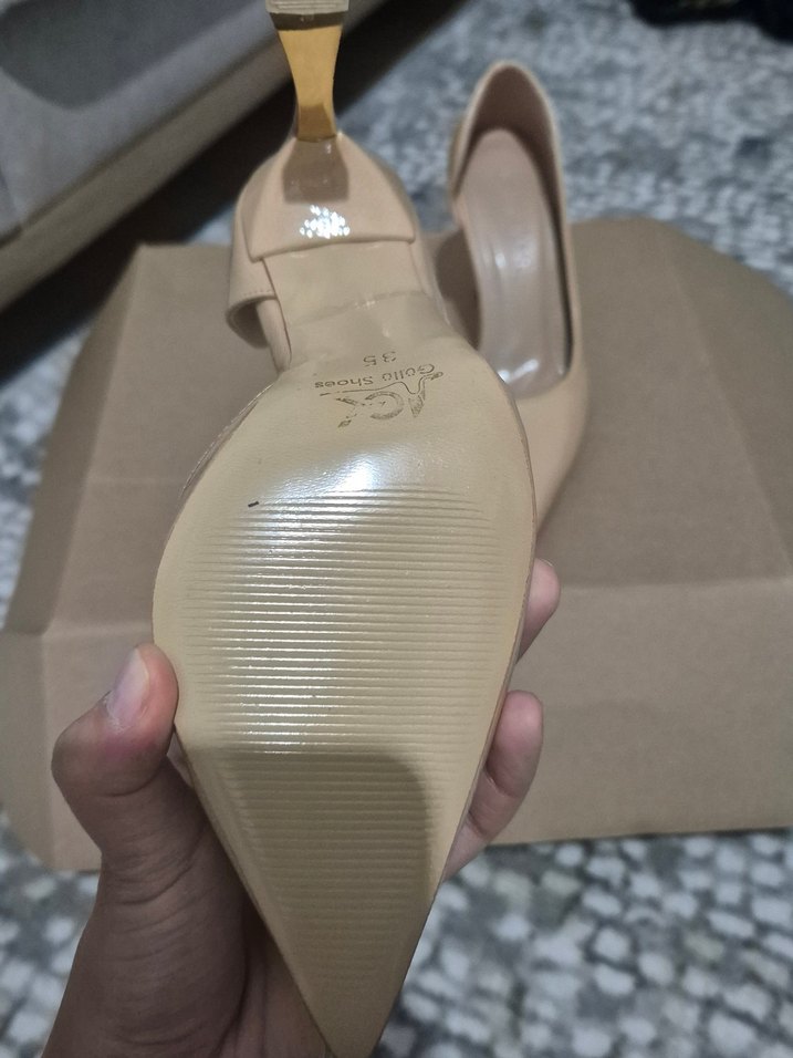 Bej rugan Deri Stiletto Kadın Ayakkabı - Görsel 4