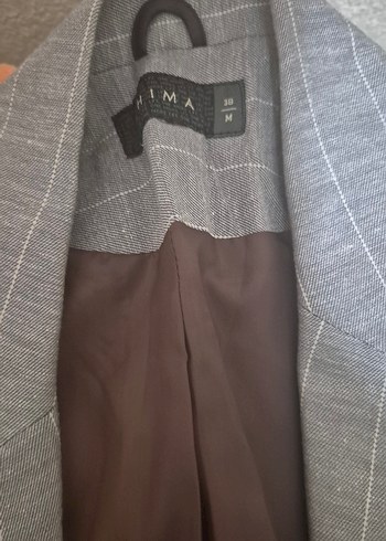 chima Gri çizgili Kadın ceket Pantolon takım - Görsel 2