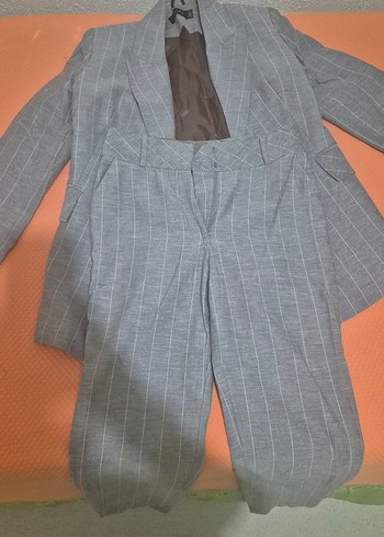 chima Gri çizgili Kadın ceket Pantolon takım - Görsel 3