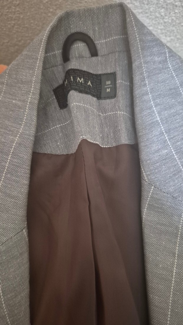 chima Gri çizgili Kadın ceket Pantolon takım - Görsel 2