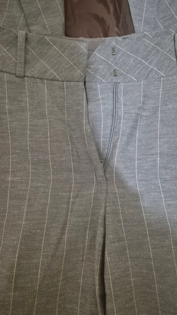 chima Gri çizgili Kadın ceket Pantolon takım - Görsel 4